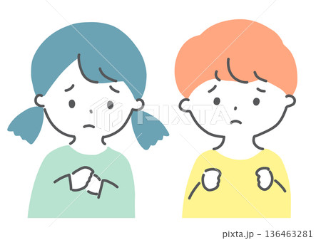 ストレスや不安を抱える子ども　イメージイラスト 136463281
