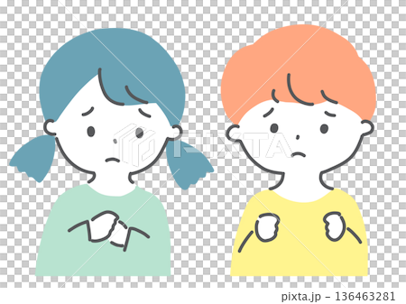 ストレスや不安を抱える子ども　イメージイラスト 136463281