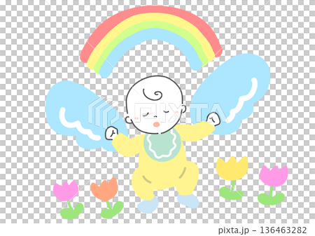赤ちゃんのお昼寝アート　イラスト 136463282