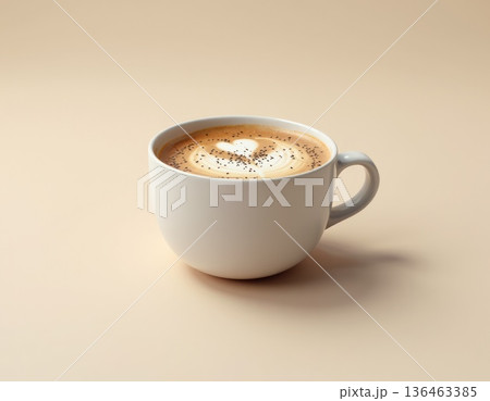 cup of coffee with black sesame isolated on beige background cup of coffee with black sesame isolated on beige background 136463385