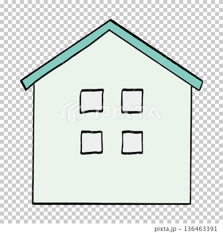 資料説明や不動産の挿絵に使えるシンプルな線画の家のアイコンイラスト緑 資料説明や不動産の挿絵に使えるシンプルな線画の家のアイコンイラスト緑 136463391