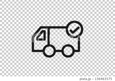 配達完了を示すトラック線画アイコン 配達完了を示すトラック線画アイコン 136463575