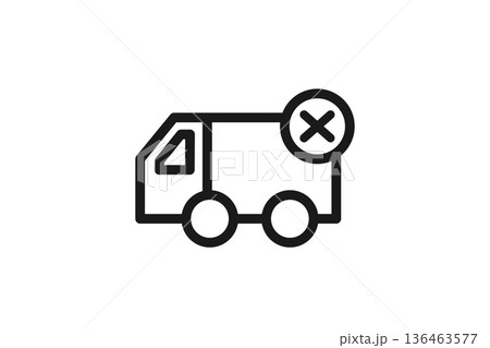 不在で配達不可を示すトラック線画アイコン 136463577