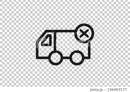 不在で配達不可を示すトラック線画アイコン 136463577