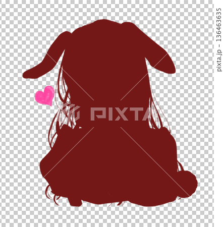 戴著兔耳朵的苗條女子，處於戀愛中的剪影 136463635