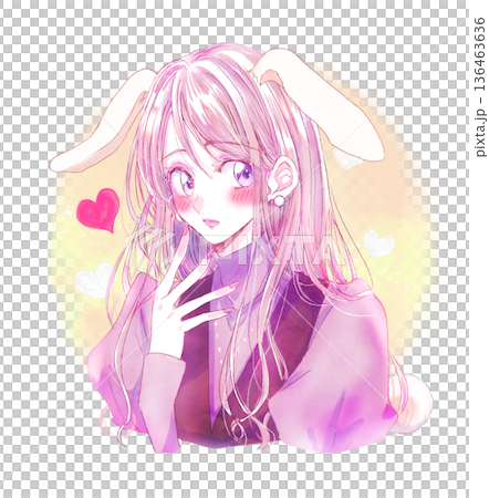 苗條的女人，兔耳朵，愛 136463636