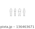 お辞儀をする人物のラフな手描きイラストセット 136463671