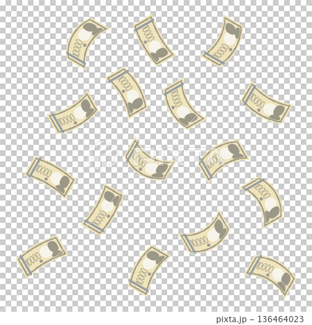 空から降ってくる大量の一万円札のイラスト 空から降ってくる大量の一万円札のイラスト 136464023
