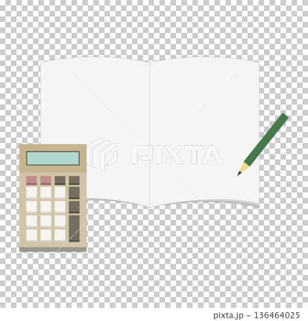 計算機、筆記本和鉛筆的插圖組合 136464025