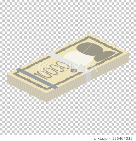 一疊10000日圓鈔票的示意圖 136464033