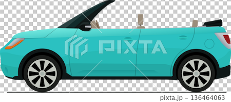 Modern convertible hatchback flat side view 136464063