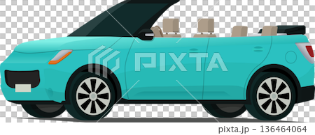 Modern convertible hatchback angled front side view 136464064