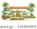 夏のカフェ外観イラスト 136464069