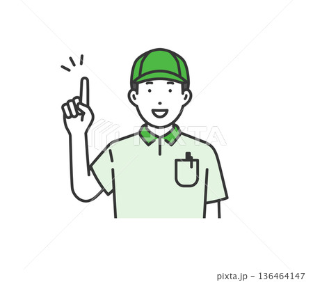 指をさす,配達男性 136464147