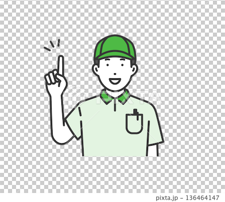 指をさす,配達男性 136464147