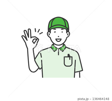 OKサイン,配達男性 136464148