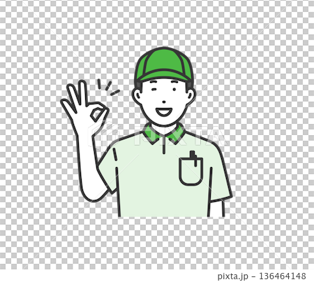 OKサイン,配達男性 136464148