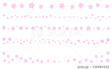 桜の飾り罫線・ラインのイラストセット　フレーム 136464193