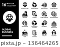 Set of Global Business Icon Concepts. Modern flat vector collection. Suitable for website, mobile app, user interface, presentation, infographic, dashboard, and digital design projects. 136464265