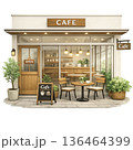 モダンなカフェの外観イラスト 136464399