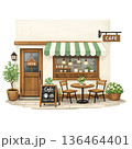 北欧風カフェ外観のイラスト 136464401