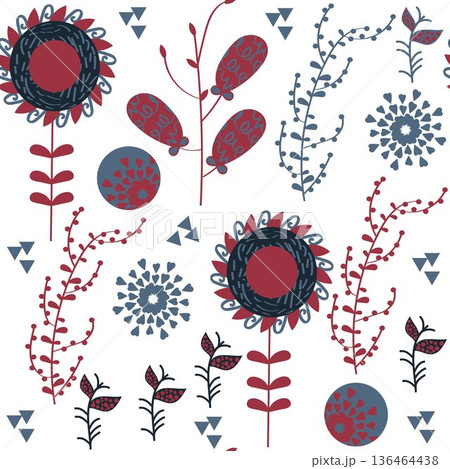Floral abstract vector semless pattern  136464438