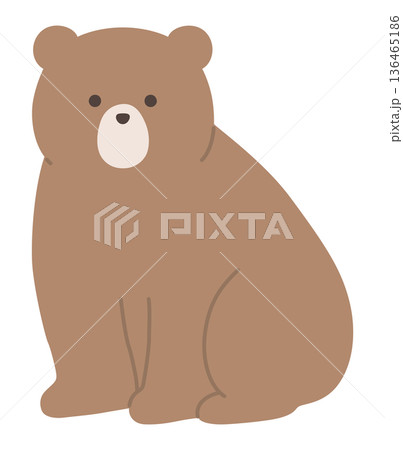 かわいいくまのベクターイラスト。熊、座る 136465186