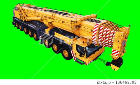 a mobile construction crane. Isolate green screen. 3d rendering. a mobile construction crane. Isolate green screen. 3d rendering. 136465305