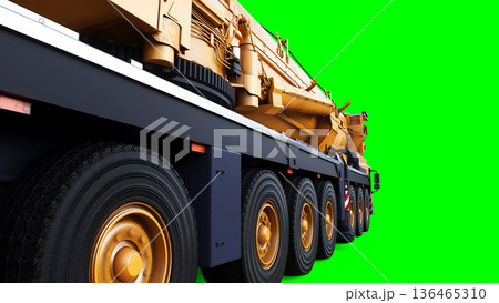 a mobile construction crane. Isolate green screen. 3d rendering. a mobile construction crane. Isolate green screen. 3d rendering. 136465310