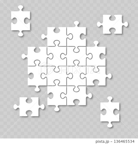 Realistic White Jigsaw Puzzle Template. Vector Realistic White Jigsaw Puzzle Template. Vector 136465534
