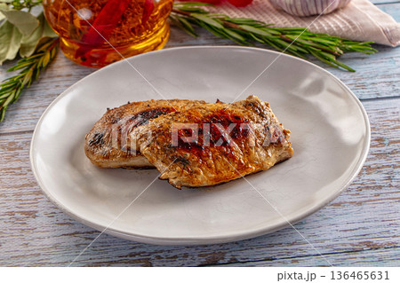 Roasted pork schnitzel steak piece Roasted pork schnitzel steak piece 136465631