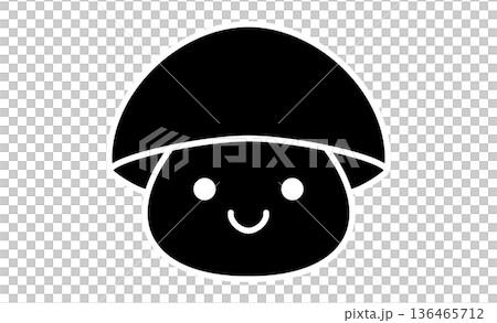 A smiling mushroom pictogram drawn with simple lines A smiling mushroom pictogram drawn with simple lines 136465712