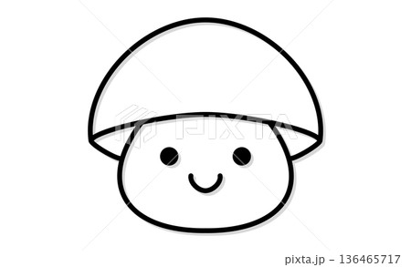 シンプルなラインで描かれた、笑顔のきのこのピクトグラム シンプルなラインで描かれた、笑顔のきのこのピクトグラム 136465717