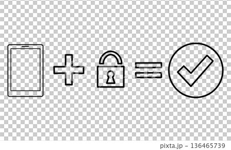 二段階認証（2FA）によるモバイルセキュリティ強化のコンセプトアイコン 136465739