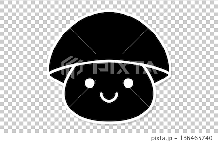 用簡單的線條繪製的笑臉蘑菇圖標 136465740