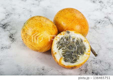 Yellow tropical passion fruit - Granadilla Yellow tropical passion fruit - Granadilla 136465751