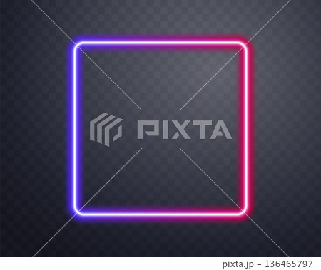 Glowing neon frame with glowing pink and purple light effects, futuristic portal gateway, vibrant and LED illumination border, abstract vector frame composition. 136465797