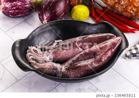 Raw fresh squid for cooking 136465811