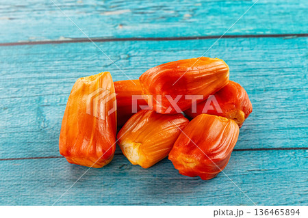 Red sweet juicy tropical red jackfruit Red sweet juicy tropical red jackfruit 136465894