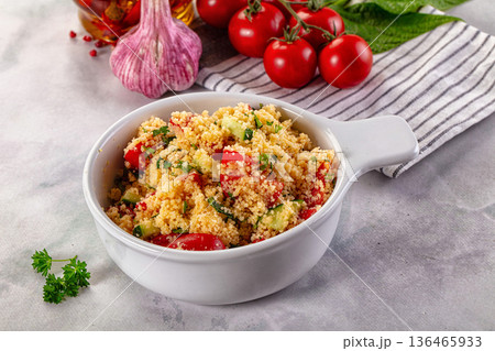 Cous cous with vegetables tabulle Cous cous with vegetables tabulle 136465933