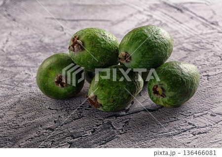 Fresh sweet juicy green feijoa fruit Fresh sweet juicy green feijoa fruit 136466081