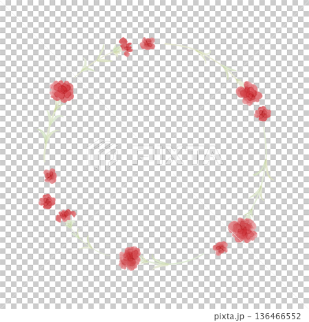 Red carnation wreath watercolor style Red carnation wreath watercolor style 136466552