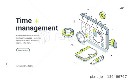 Time Management And Business Planning Process Isometric Banner Vector Illustration Time Management And Business Planning Process Isometric Banner Vector Illustration 136466767