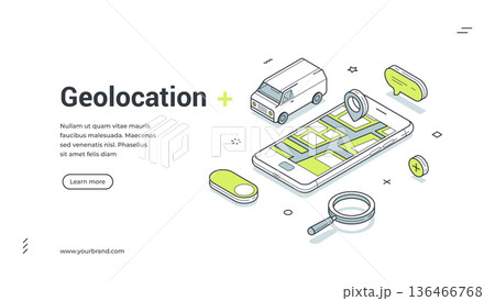 Geolocation And Navigation App For Delivery Isometric Banner Vector Illustration Geolocation And Navigation App For Delivery Isometric Banner Vector Illustration 136466768