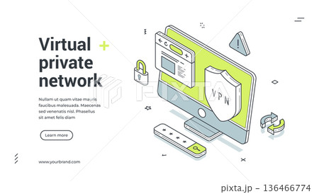Virtual Private Network For Security And Privacy Isometric Banner Vector Illustration Virtual Private Network For Security And Privacy Isometric Banner Vector Illustration 136466774