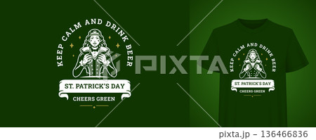 Keep Calm And Drink Beer St Patricks Day T-Shirt Vector Illustration Template Keep Calm And Drink Beer St Patricks Day T-Shirt Vector Illustration Template 136466836