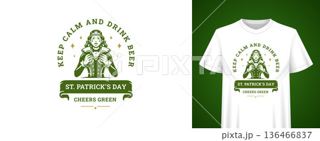 Keep Calm And Drink Beer St Patricks Day T-Shirt Vector Illustration Template Keep Calm And Drink Beer St Patricks Day T-Shirt Vector Illustration Template 136466837