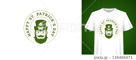 St Patricks Day Leprechaun Man T-shirt Print Vector Illustration Template St Patricks Day Leprechaun Man T-shirt Print Vector Illustration Template 136466871