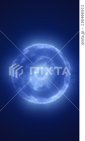 Bright circular explosion-like pattern with glowing blue rings radiating against a dark backdrop Bright circular explosion-like pattern with glowing blue rings radiating against a dark backdrop 136466911
