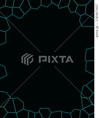 Futuristic Cyan Polygonal Mesh Poster Background with Space for Text 136467487